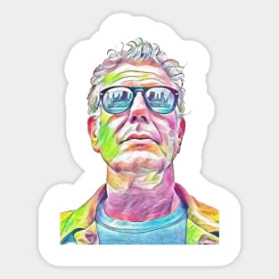 Anthony Bourdain Coloured Pencil Art Sticker